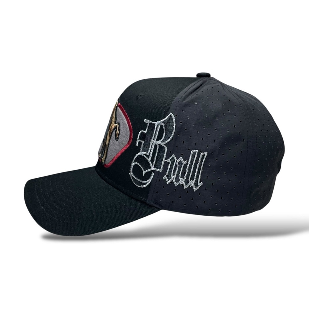 Bull Embroidered Western Rodeo Style Snapback Cap Black - Picture 4 of 7